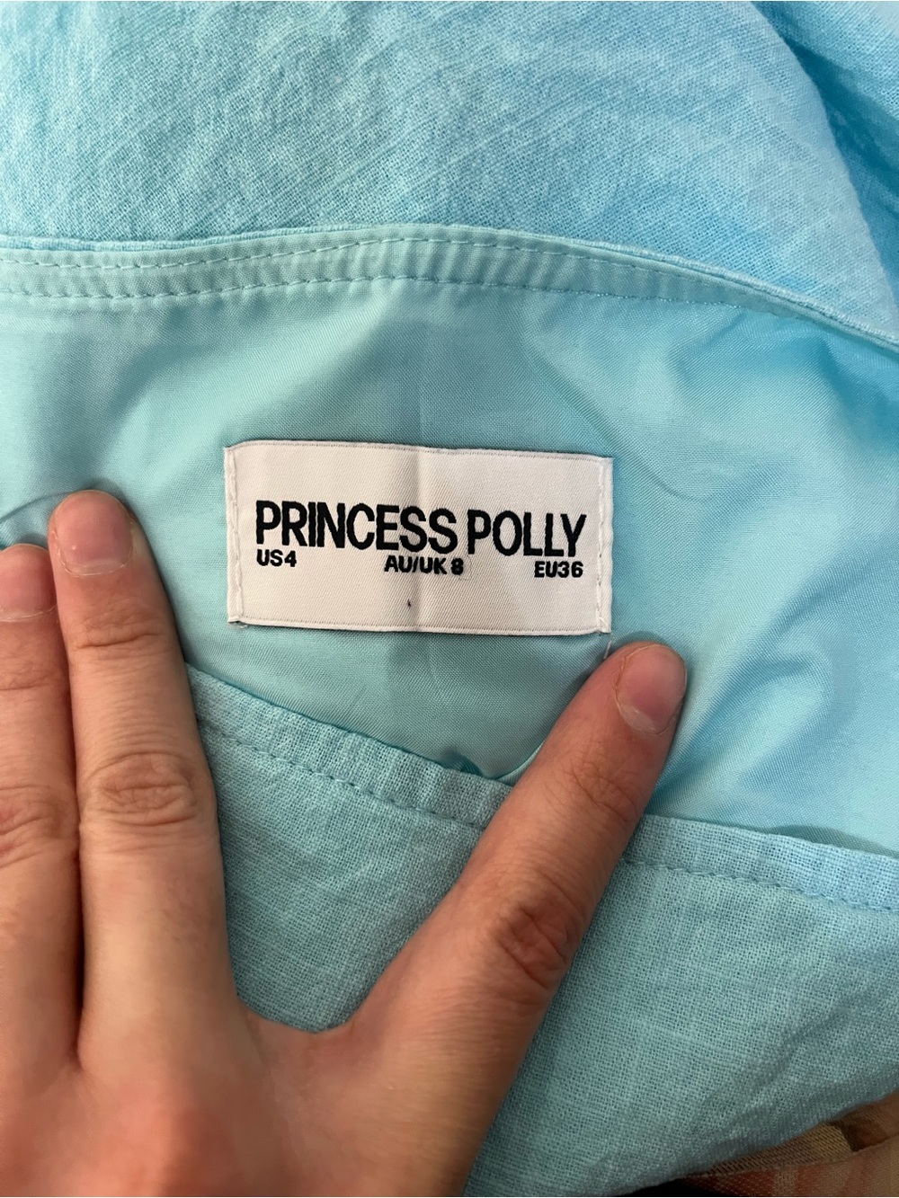 Princess Polly Light Blue Lace Trim Halter Top Mini Skirt Matching Co-ord Set 4 - Picture 3 of 11